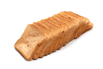 Delicious bread slices isolated on a white background.