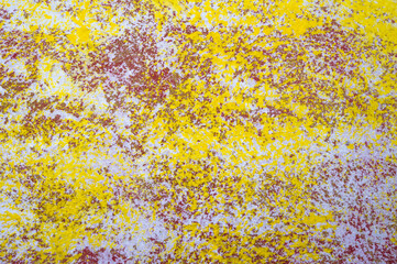 Background in spots. Yellow red white spots. Abnormal multicolored background.