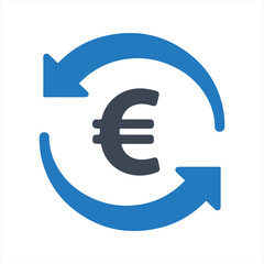 Euro transaction icon, vector and glyph