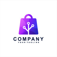 shopping tech gradient logo design