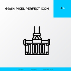 Obraz premium container lifted a crane icon. Logistics process 64x64 pixel perfect icon