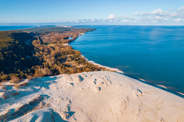 National park Curonian Spit from above Kaliningrad Russia, aerial top view