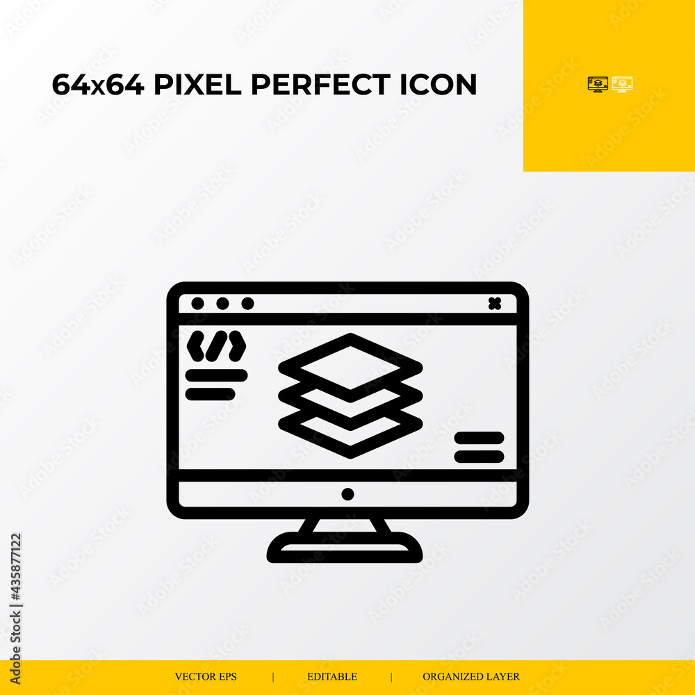 Wall mural web layer icon. web design and development 64x64 pixel perfect icon