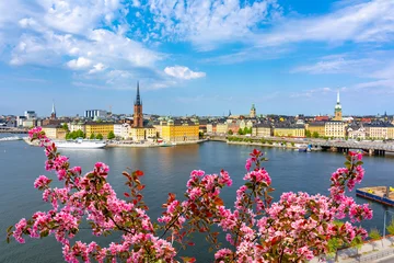Fototapete Rund Stockholm cityscape in spring, Sweden © Mistervlad