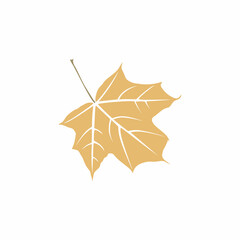 Graceful ochre leaf. Flat twig. Vector isolated element. Garden plant. Icon