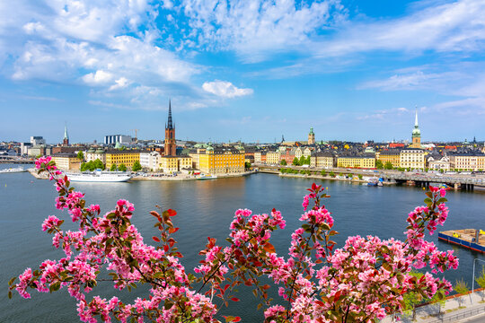 Fototapeta Stockholm cityscape in spring, Sweden