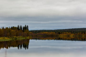 Autumn landscape in Muonio, Lapland, Northern Finland