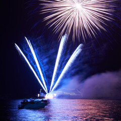 Blue colorful fireworks