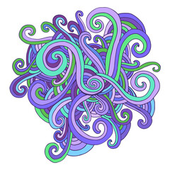 Funny cartoon colorful doodle waves element, isolated on white background