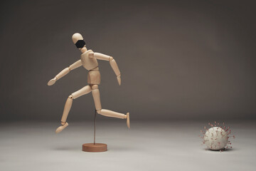 abstract concept of humanity fleeing against covid