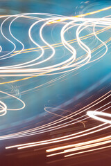 Light painting made with long exposure during night. Neon glow. Abstract blurred background....