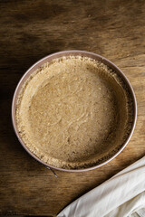 Pie crust on a wooden table