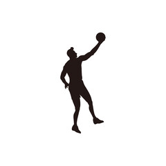 Fototapeta na wymiar silhouette of basket ball player doing a 