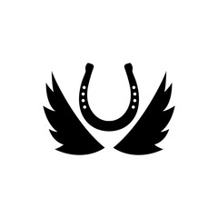 Naklejka premium Horseshoe with wings icon isolated on white background