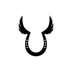 Horseshoe with wings icon isolated on white background