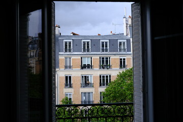 A view from a balcony in Paris. May 2021, France.