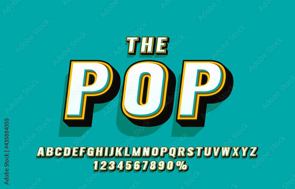 Fototapete pop retro font set collection, letters and numbers symbol. vector