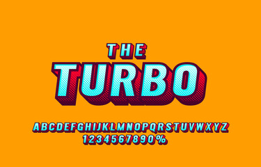 Retro turbo font set collection, letters and numbers symbol. Vector