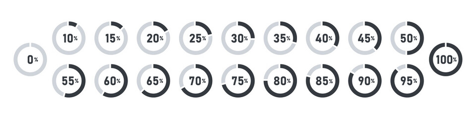Loading bar icon set. Progress visualization. Collection of loading status icons. Vector illustration