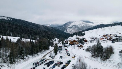 Aerial view of Bachledova dolina in the village of Zdiar in Slovakia © Peter
