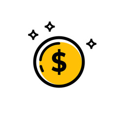 dollar coin vector icon isolated