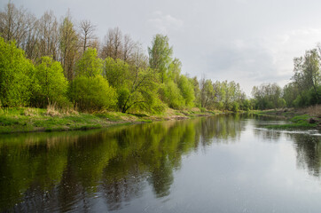 Fototapeta na wymiar River Vadakste in spring day.