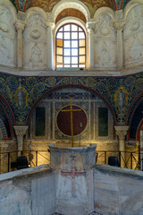 Interior of Baptistery of Neon. Ravenna, Emilia Romagna, Italy, Europe.