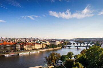 Fototapeta na wymiar Bridges across the Vlatva River in Prague, Czech Republic