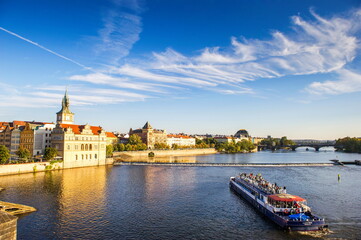 Obraz na płótnie Canvas Bridges across the Vlatva River in Prague, Czech Republic