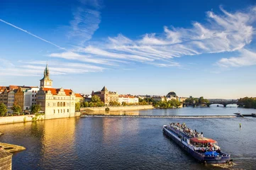 Fototapeten Prag Bridges across the Vlatva River in Prague, Czech Republic  © manowar1973