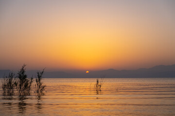 Sunset on the Kinneret lake