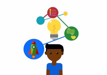 man with bulb idea / business strategies