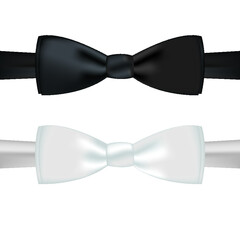 white, black bow tie isolated on a white background