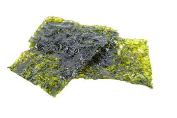 Chips dry Japanese organic seaweed isolated on a white background.