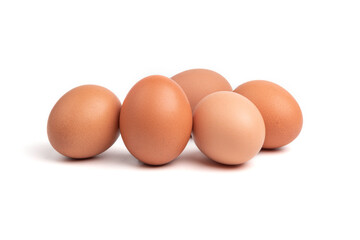 Brown eggs isolated on white background