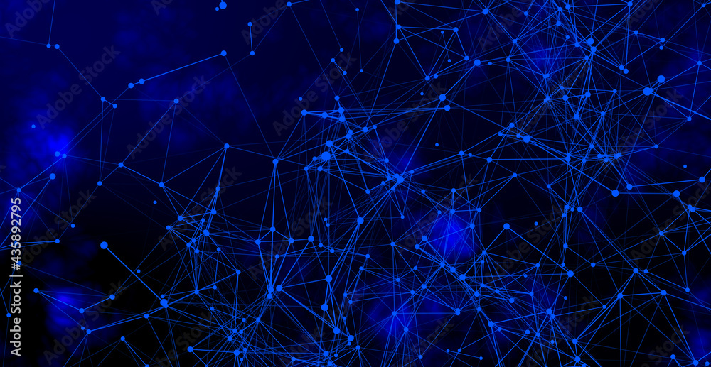 Aufkleber digital futuristic abstract plexus background . blue particle background .
