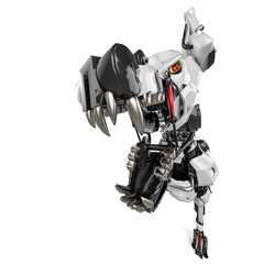 cyber dog is ready to bite in white background