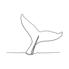 Foto op Canvas Continuous line, Whale tail dripping with water. Drawing of set Animal. (Vector illustration one line drawing) © Beststock Production
