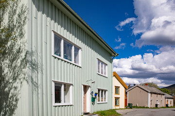 Sjøgata (seastreet) is part of the old town of Mosjøen,Helgeland,Nordland county,Norway,scandinavia,Europe
