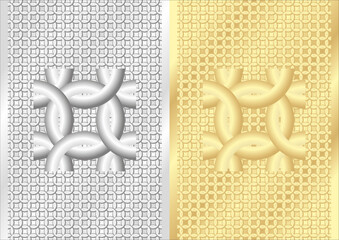 Chain. Seamless vector patterns. 3D gold and silver theme.
