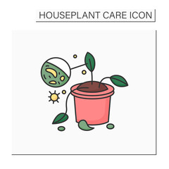 Gardening color icon. Plants diseases. Remove and destroy diseased houseplants.Home gardening. Houseplant care concept.Isolated vector illustration