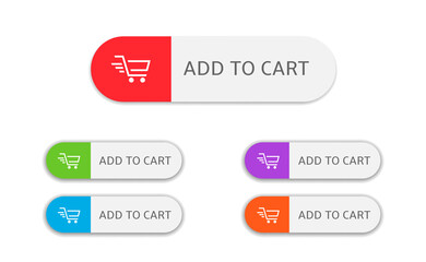 Add to cart button set Shopping cart icon Flat design