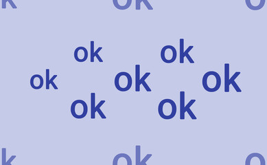 Seamless pattern of large isolated blue ok symbols. The pattern is divided by a line of elements of lighter tones. Vector illustration on light blue background