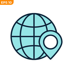 pin globe icon symbol template for graphic and web design collection logo vector illustration