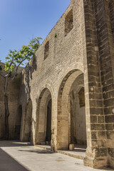 Old park near Palermo Santa Maria dello Spasimo (or Lo Spasimo, 1509) - unfinished Catholic Church in the Kalsa neighborhood. Palermo, Sicily, Italy.