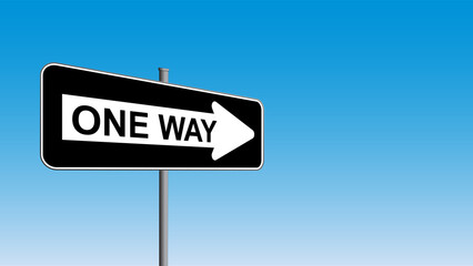One Way street sign with a blue background - Vector Illustration