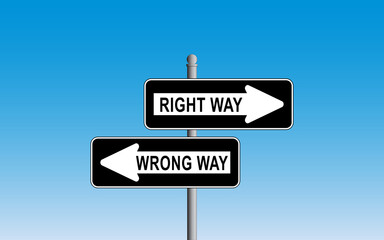 Wrong Way - Right Way signs - Vector Illustration
