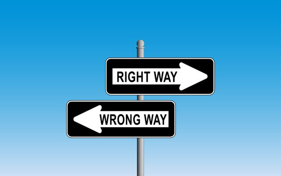 Wrong Way - Right Way signs - Vector Illustration