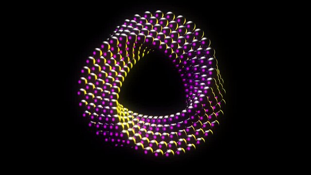 4k Looped multicolour 3d Moebius strip changing colour spinning with alpha channel