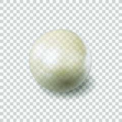 Vector glass transparent 3D sphere isolated on light background, translucent object, realistic pearl.
